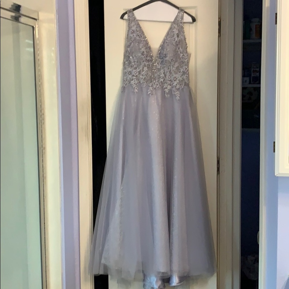 Periwinkle beaded ball gown